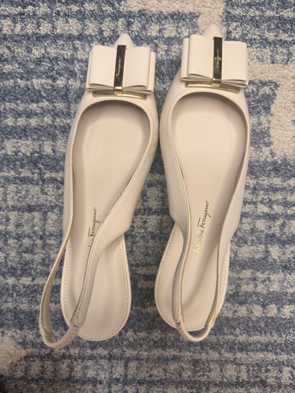 NWOT Salvatore Ferragamo Nude Bow Leather Slingback Pumps